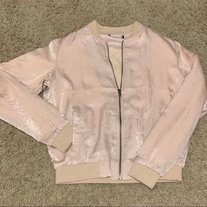 Light pink satin bomber jacket